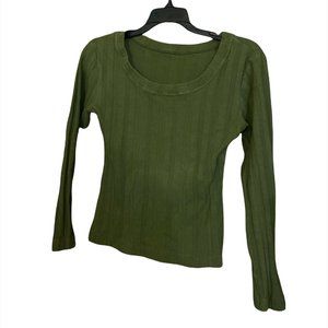 Vintage Esprit Olive Green Ribbed Long Sleeve Top